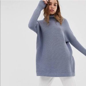Free People Womens Ottoman Slouchy Sweater Blue